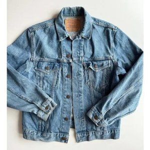 Vintage 80's LEVI'S Type III 70605 Orange Tab Denim Trucker Jacket, Size 38